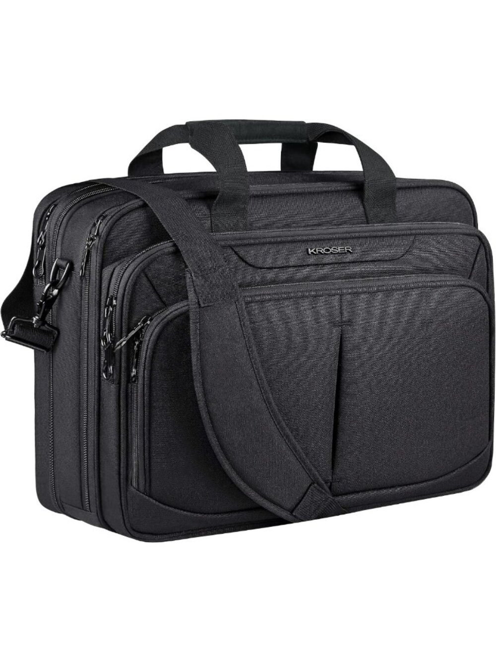Expandable 17.3" Laptop Briefcase, Stylish Business Work Bag, Black, Versatile